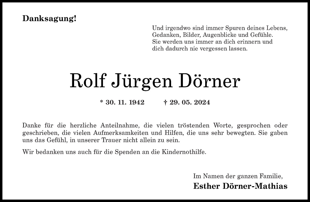  Traueranzeige für Rolf Jürgen Dörner vom 06.07.2024 aus Rhein-Zeitung