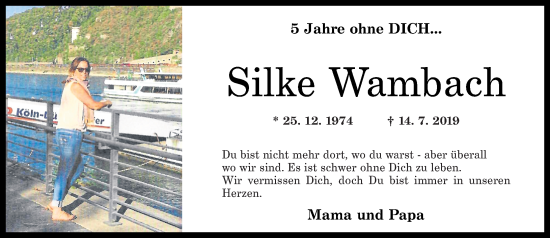 Traueranzeige von Silke Wambach von Rhein-Zeitung