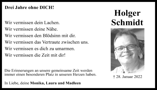 Traueranzeige von Holger Schmidt von Rhein-Zeitung