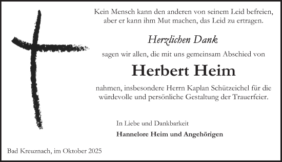 Traueranzeige von Herbert Heim von Oeffentlicher Anzeiger