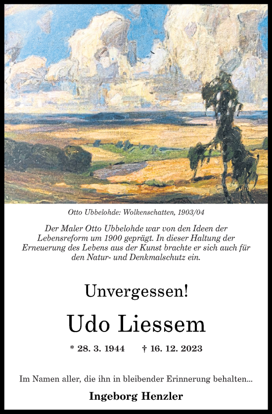 Traueranzeige von Udo Liessem von Rhein-Zeitung, Rhein-Lahn-Zeitung