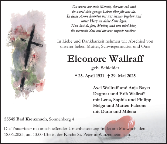 Traueranzeige von Eleonore Wallraff von Oeffentlicher Anzeiger