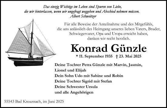 Traueranzeige von Konrad Günzle von Oeffentlicher Anzeiger