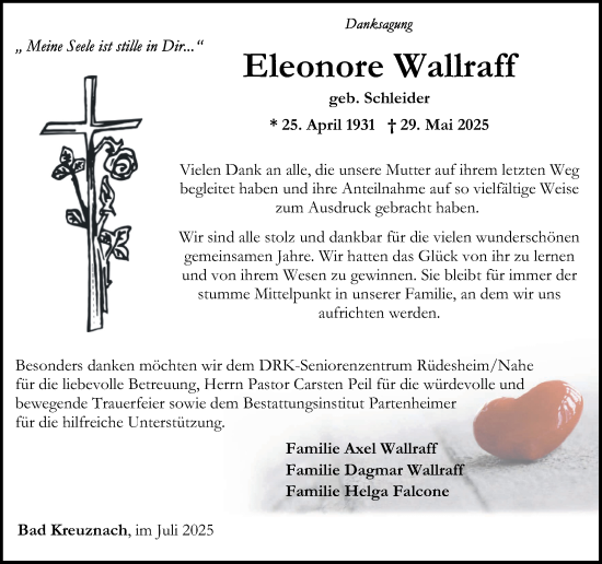 Traueranzeige von Eleonore Wallraff von Oeffentlicher Anzeiger