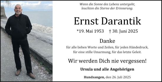 Traueranzeige von Ernst Darantik von Westerwälder Zeitung