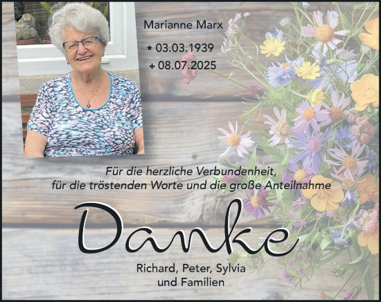 Traueranzeige von Marianne Marx von Rhein-Zeitung