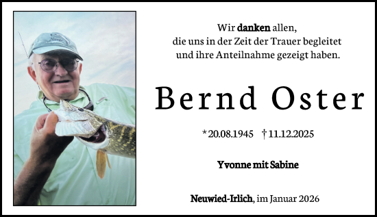Traueranzeige von Bernd Oster von Rhein-Zeitung