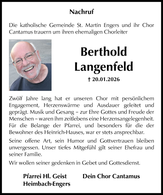 Traueranzeige von Berthold Langenfeld von Rhein-Zeitung