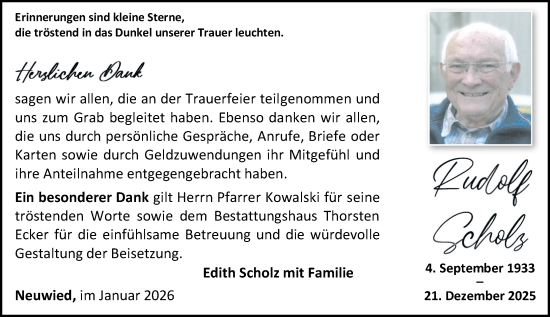 Traueranzeige von Edith Scholz von Rhein-Zeitung