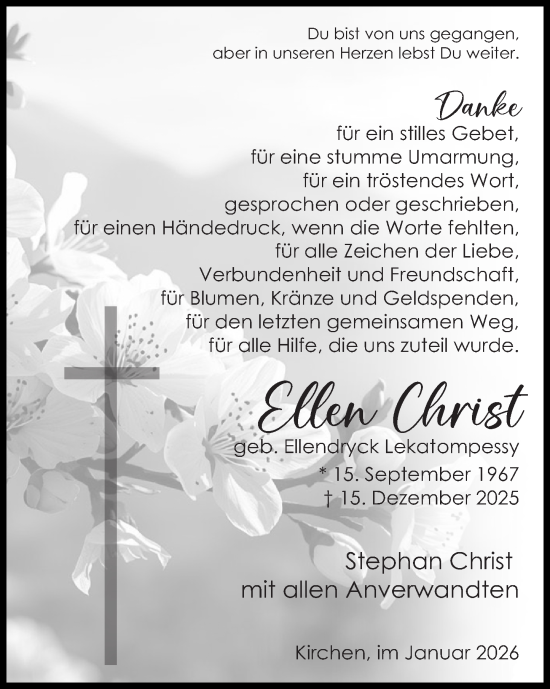 Traueranzeige von Ellen Christ von Rhein-Zeitung