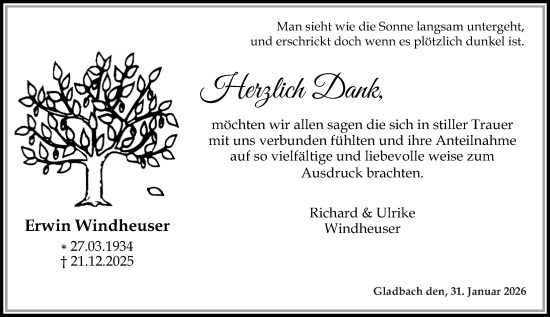 Traueranzeige von Erwin Windheuser von Rhein-Zeitung