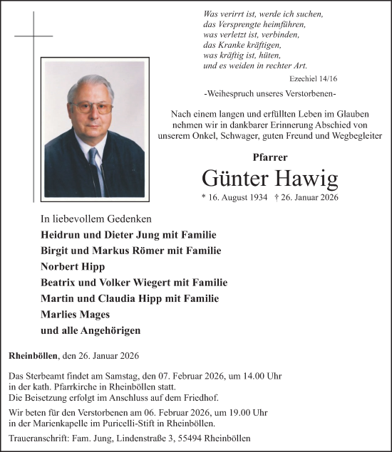 Traueranzeige von Günter Hawig von Oeffentlicher Anzeiger, Rhein-Hunsrück-Zeitung
