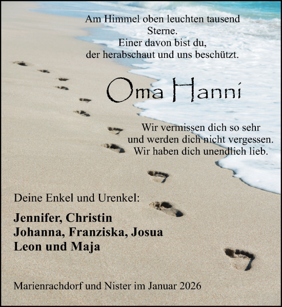 Traueranzeige von Hanni Waßmann von Westerwälder Zeitung