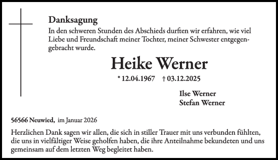 Traueranzeige von Heike Werner von Rhein-Zeitung