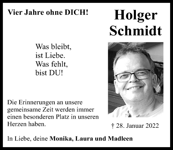 Traueranzeige von Holger Schmidt von Rhein-Zeitung