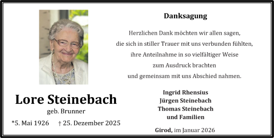 Traueranzeige von Jürgen Steinebach von Westerwälder Zeitung