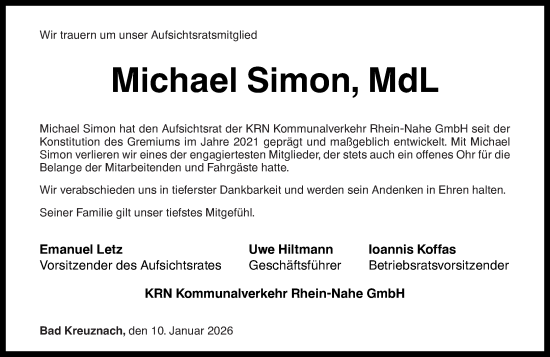 Traueranzeige von Michael Simon von Oeffentlicher Anzeiger