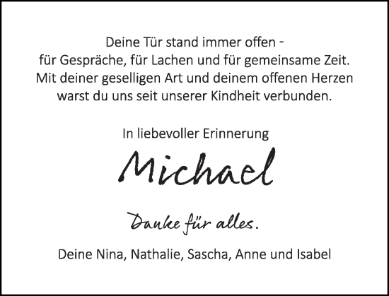 Traueranzeige von Michael Werthebach von Rhein-Zeitung