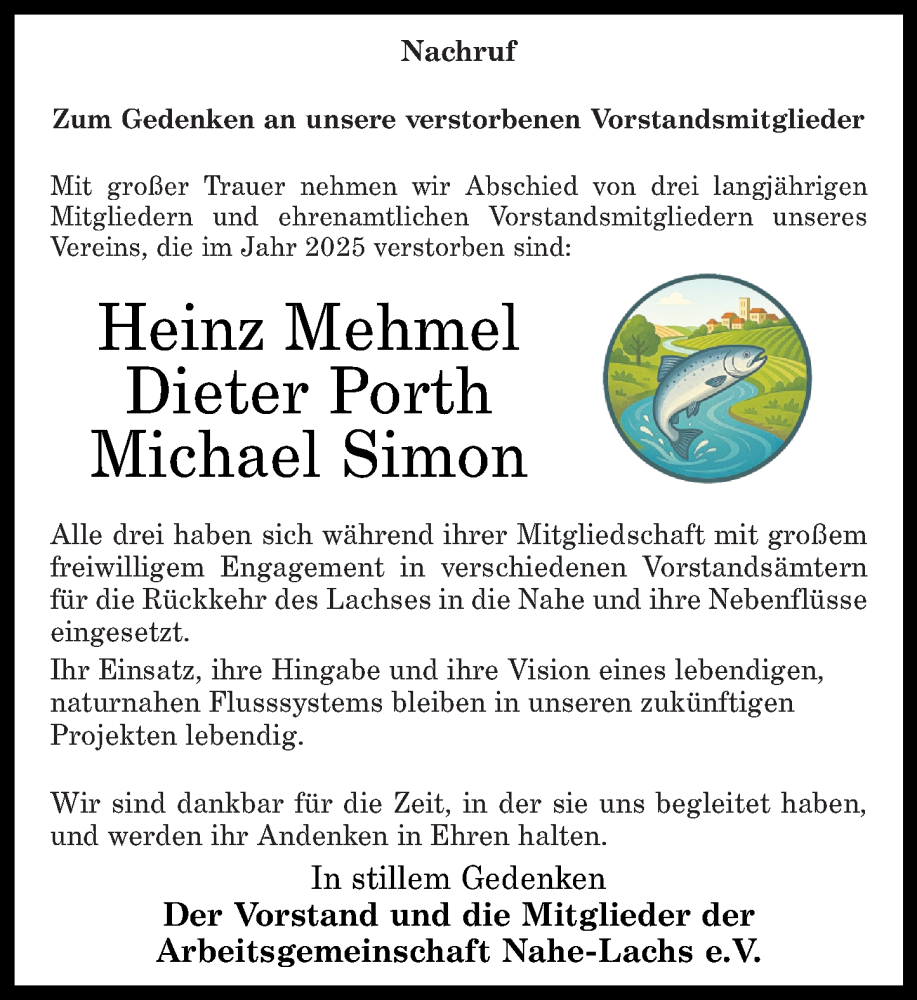  Traueranzeige für Nachruf Arbeitsgemeinschaft Nahe-Lachs e.V. vom 31.01.2026 aus Oeffentlicher Anzeiger
