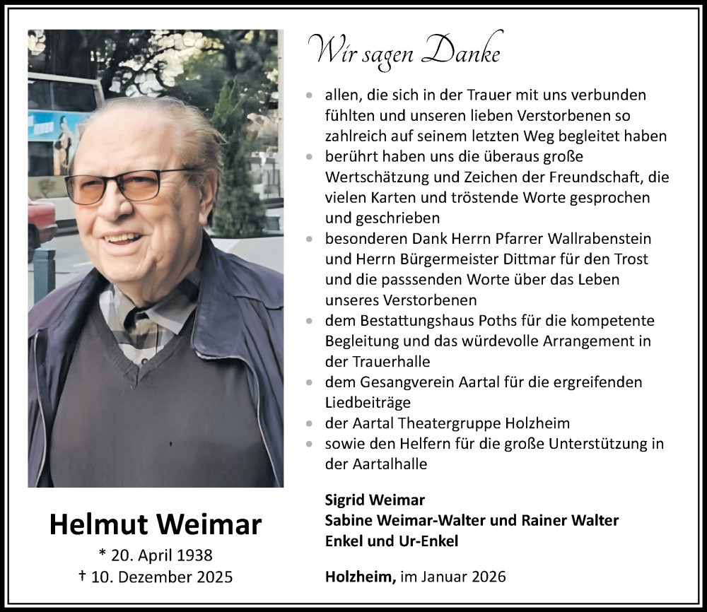  Traueranzeige für Sigrid Weimar vom 17.01.2026 aus Rhein-Zeitung