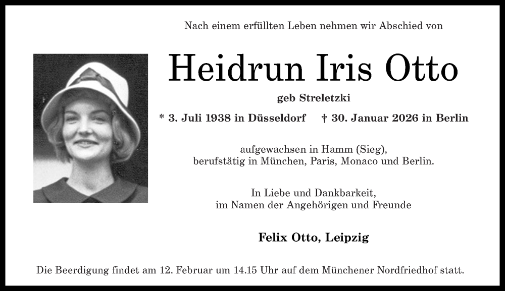  Traueranzeige für Heidrun Iris Otto vom 10.02.2026 aus Rhein-Zeitung