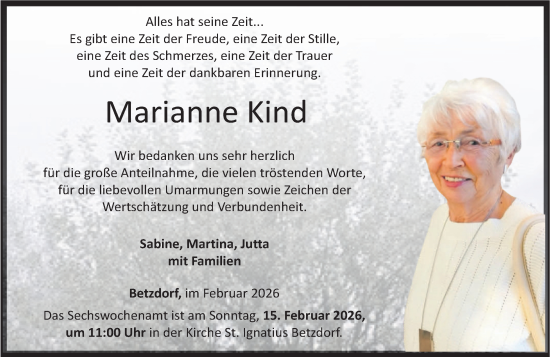 Traueranzeige von Marianne Kind von Rhein-Zeitung
