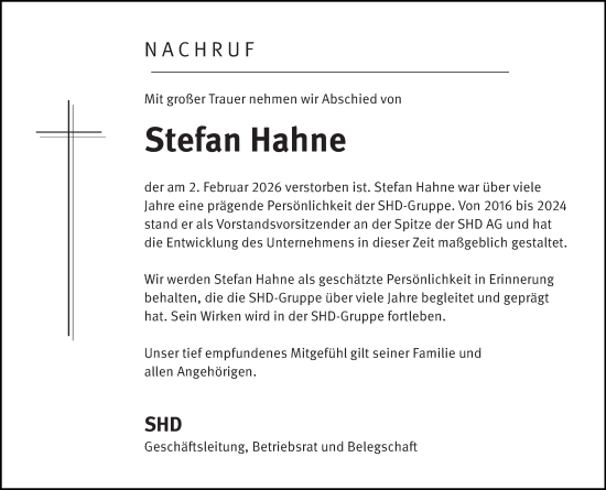 Traueranzeige von Stefan Hahne von Rhein-Zeitung