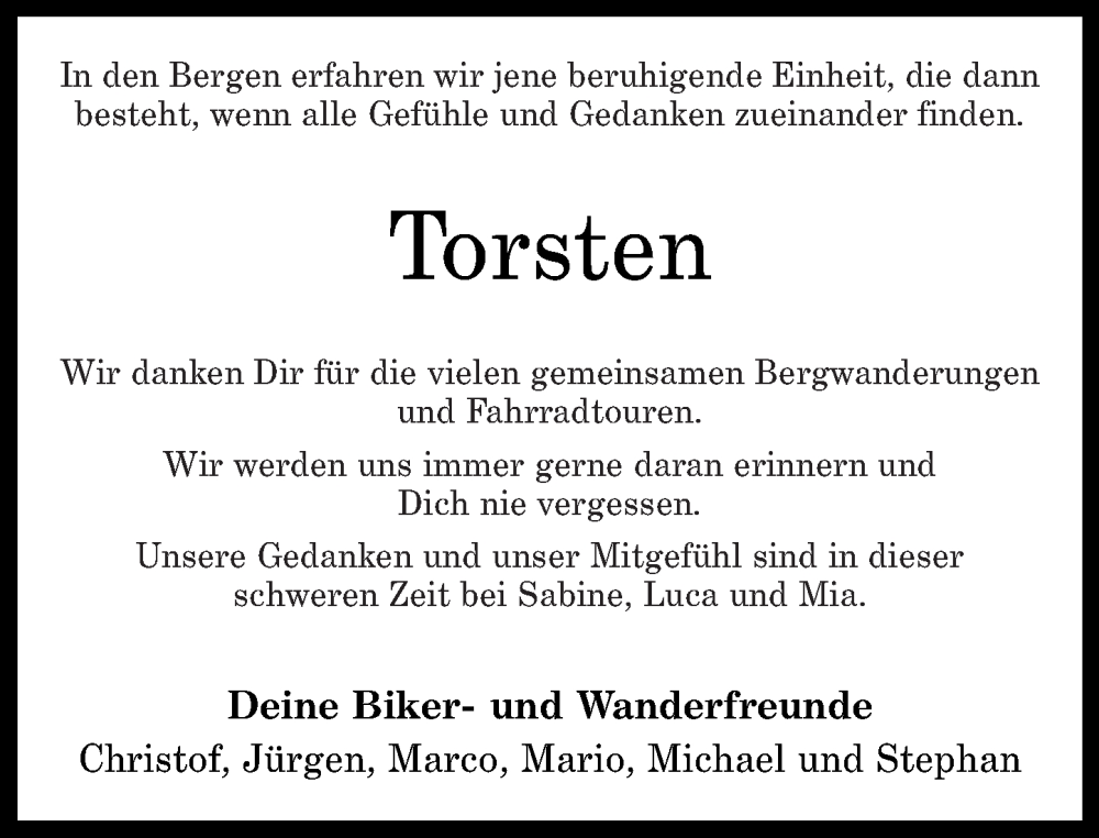  Traueranzeige für Torsten Krempel vom 06.02.2026 aus Westerwälder Zeitung